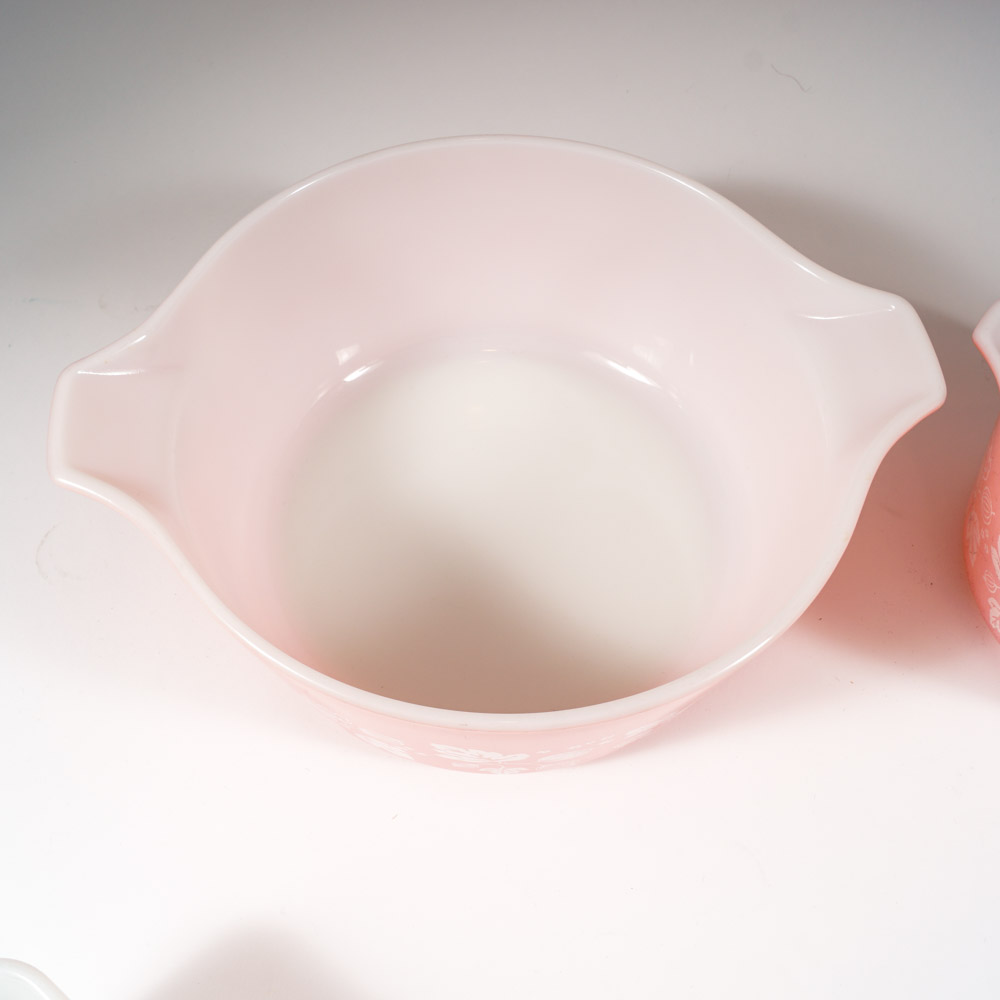 Pyrex "Gooseberry" Pink and White Serveware