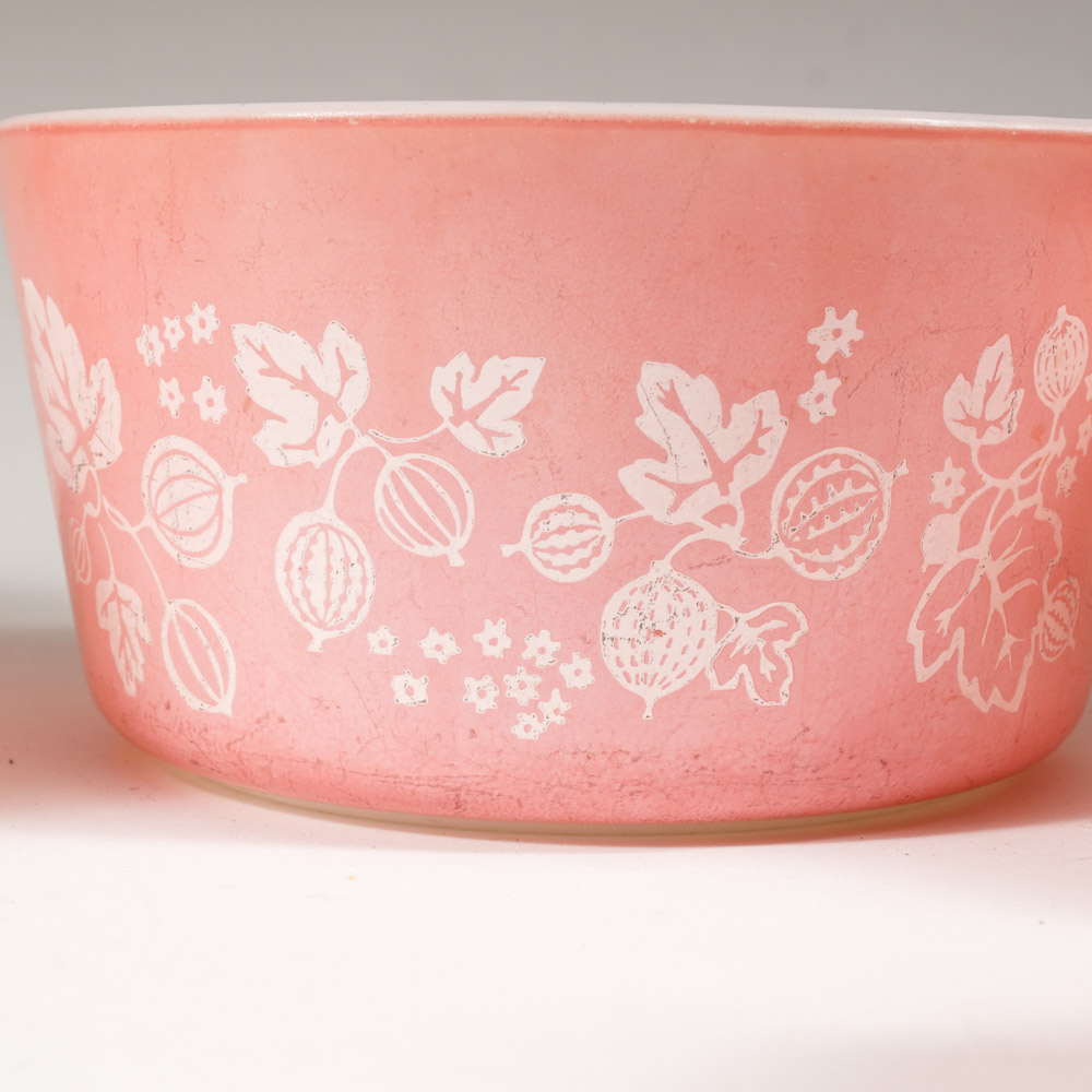 Pyrex "Gooseberry" Pink and White Serveware