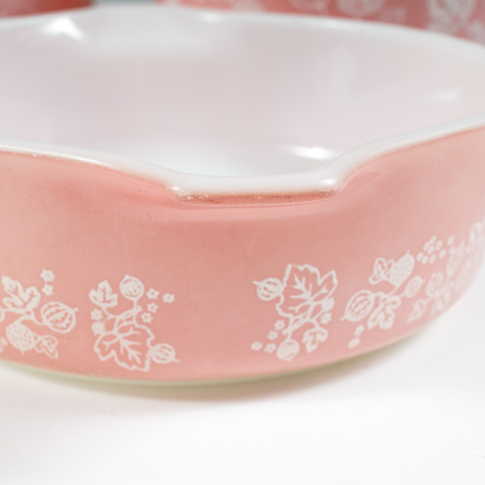 Pyrex "Gooseberry" Pink and White Serveware