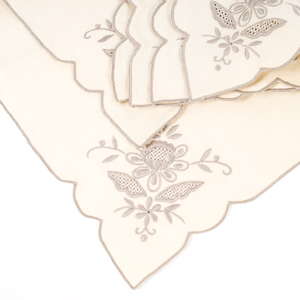 Vintage Embroidered Linen Tablecloth and Napkins