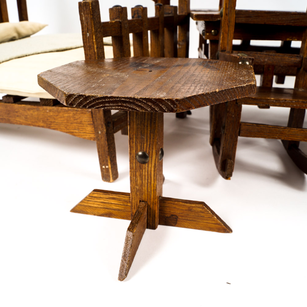 Vintage Collection of Oak Dollhouse Furniture