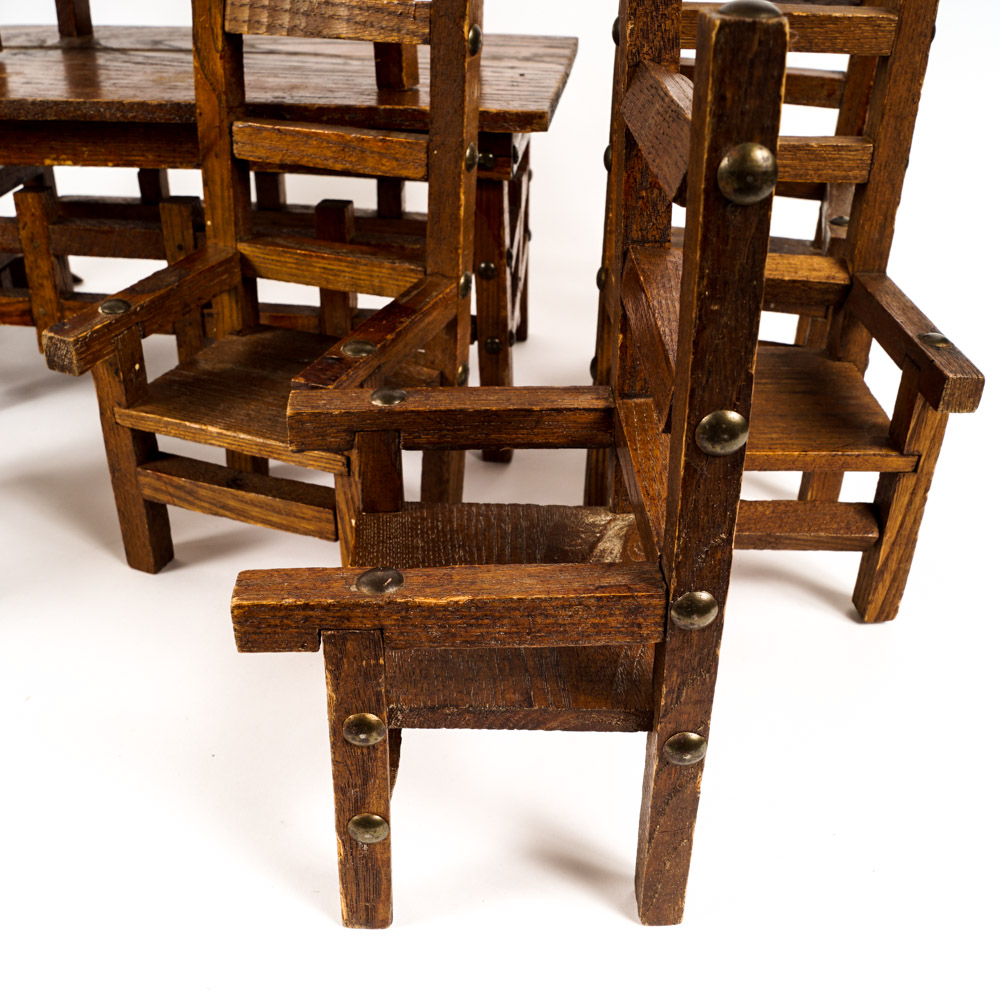 Vintage Collection of Oak Dollhouse Furniture