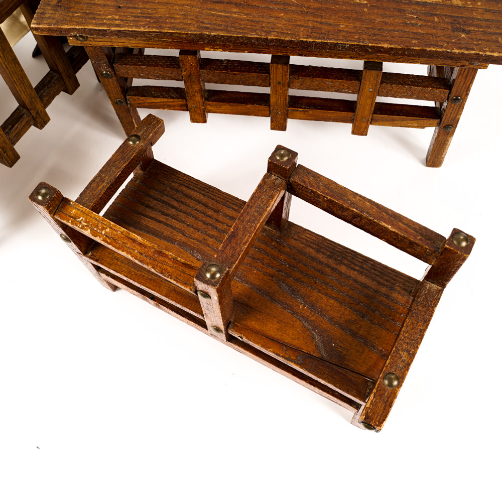 Vintage Collection of Oak Dollhouse Furniture