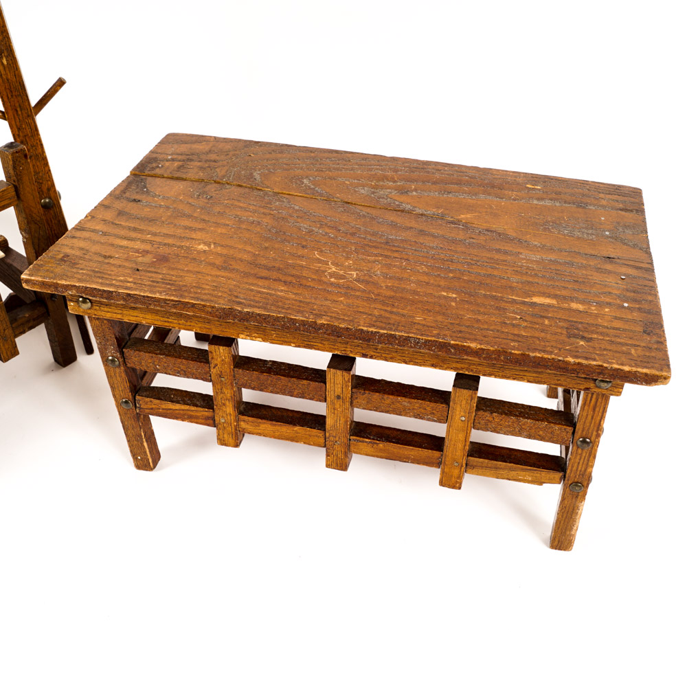 Vintage Collection of Oak Dollhouse Furniture