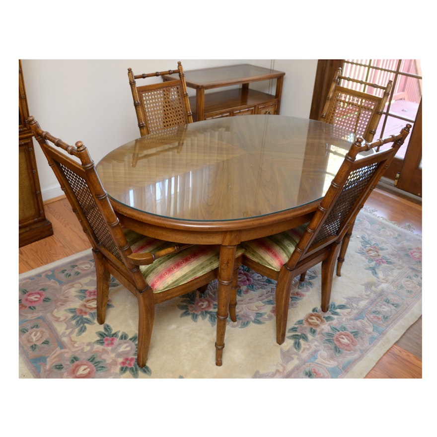 Oval Dining Table with Cane Back Chairs