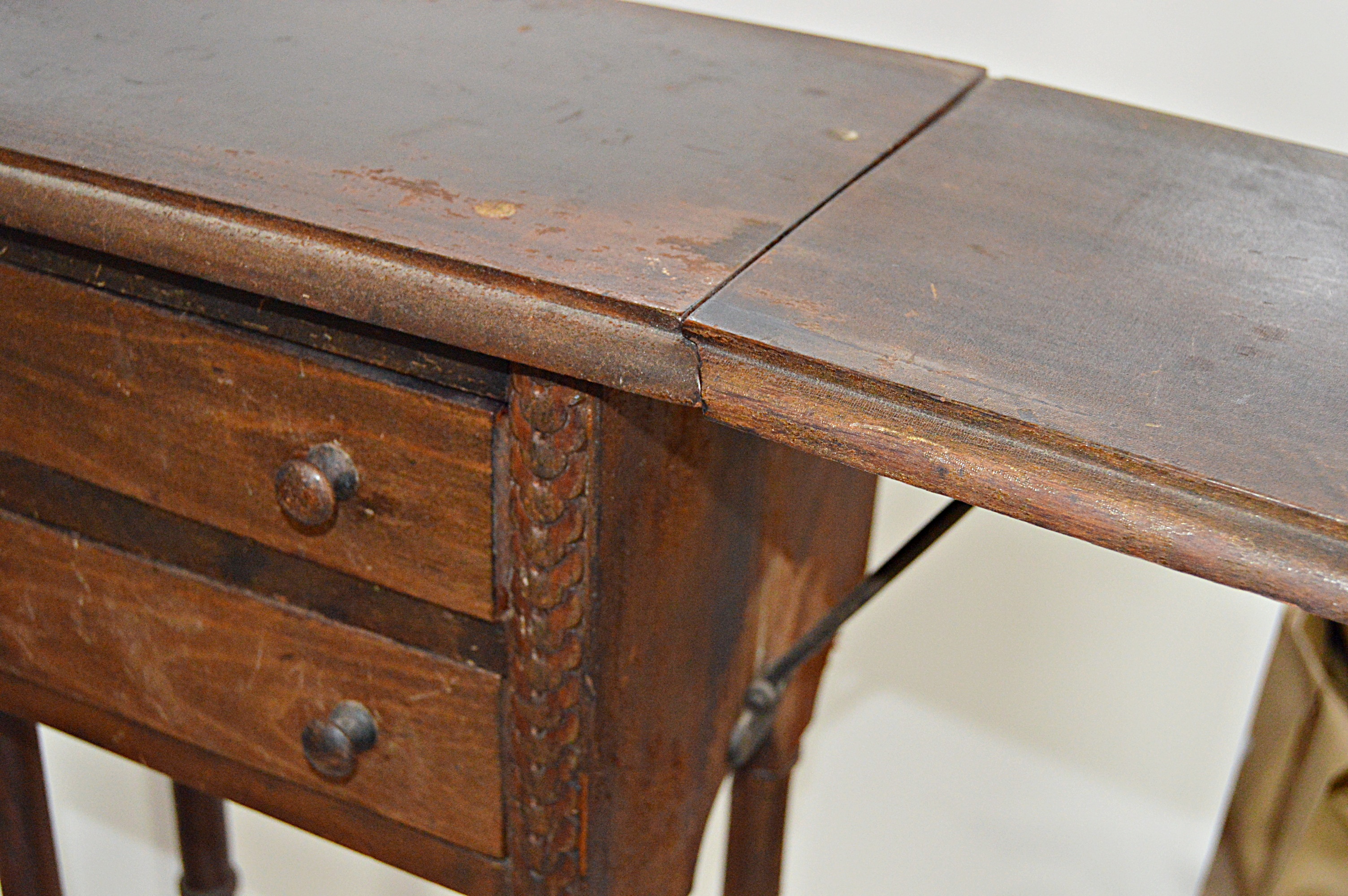 Vintage Wood Sewing Stands with Sewing Supplies, Vintage Fabrics