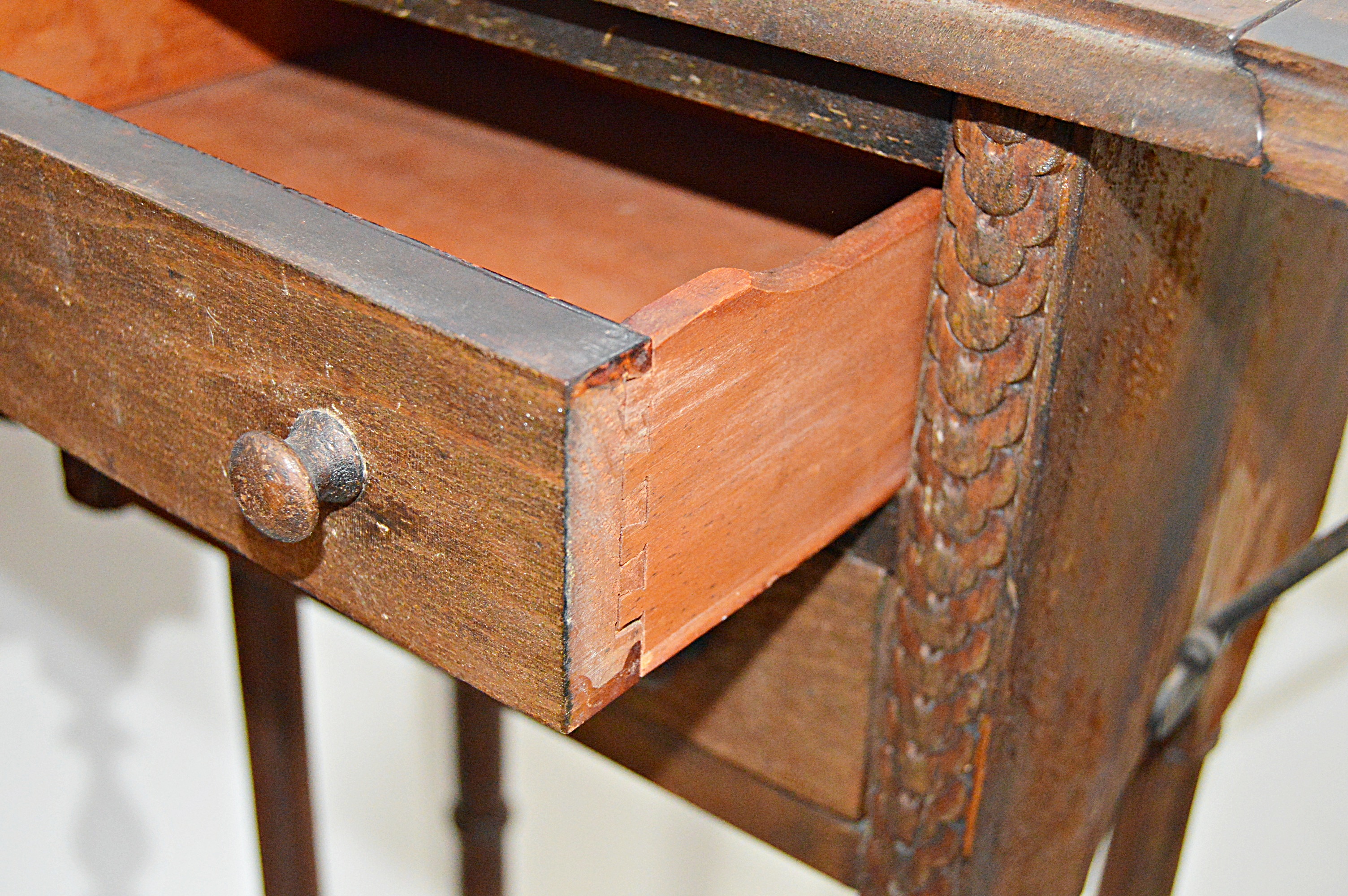 Vintage Wood Sewing Stands with Sewing Supplies, Vintage Fabrics