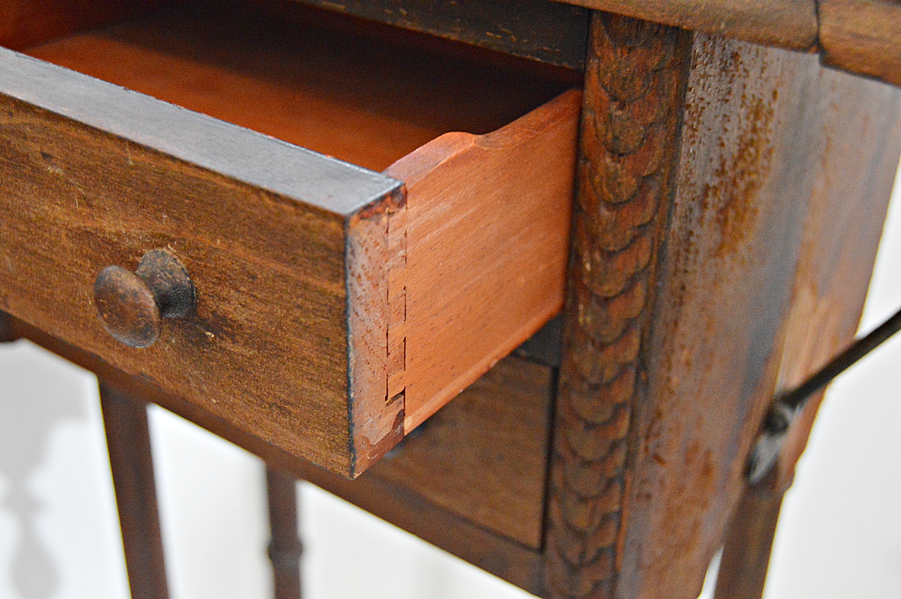 Vintage Wood Sewing Stands with Sewing Supplies, Vintage Fabrics