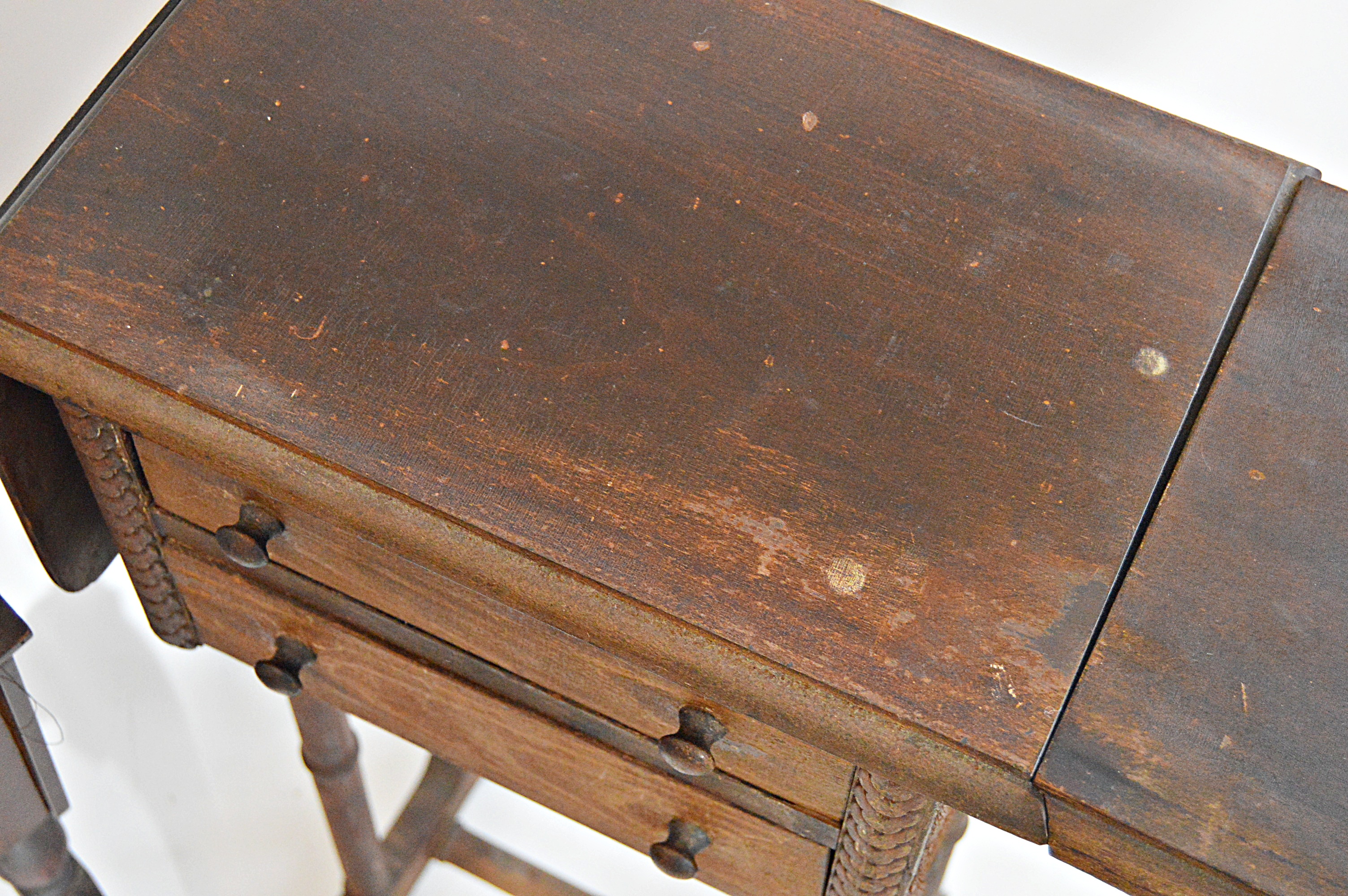 Vintage Wood Sewing Stands with Sewing Supplies, Vintage Fabrics