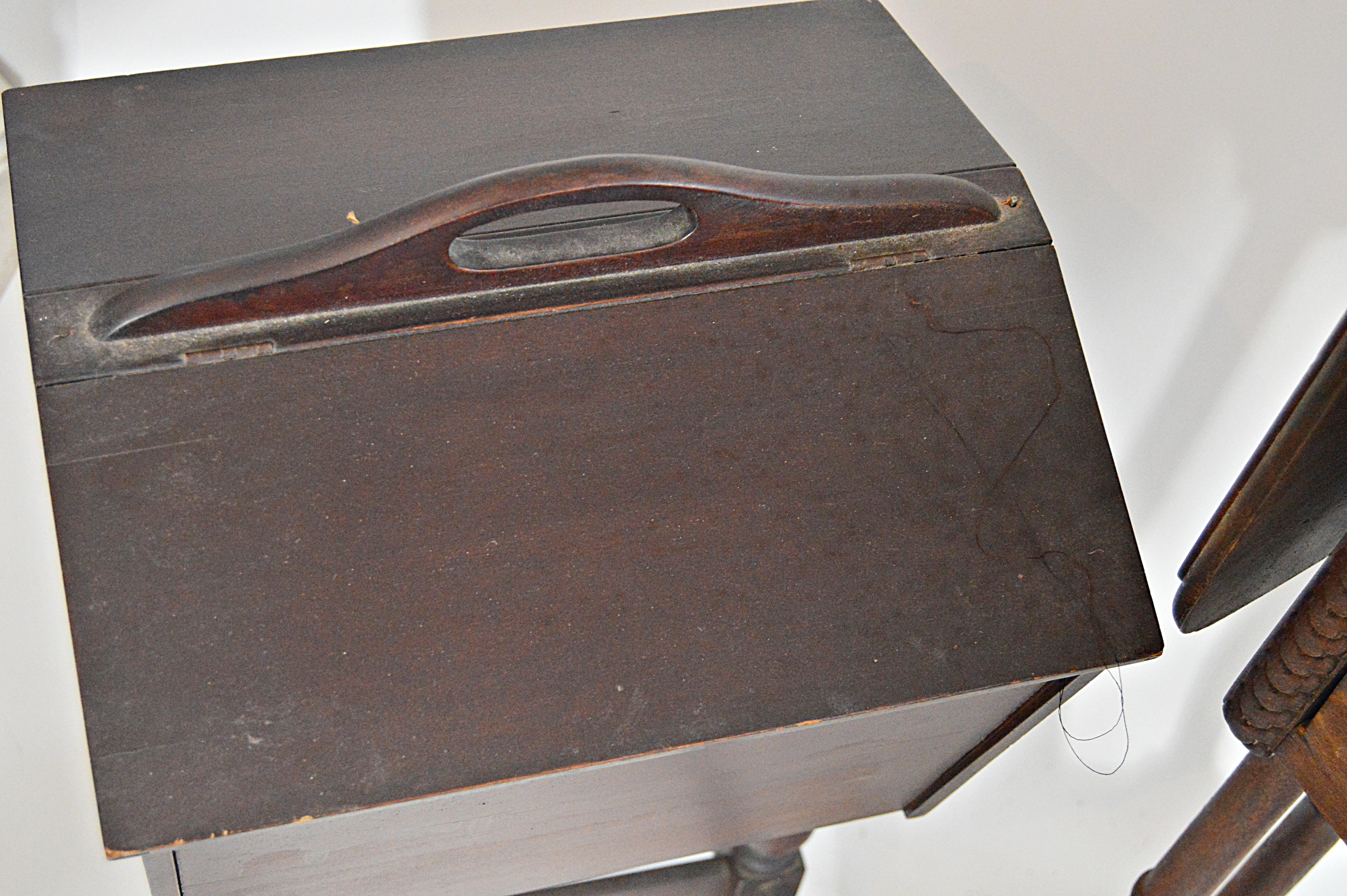 Vintage Wood Sewing Stands with Sewing Supplies, Vintage Fabrics