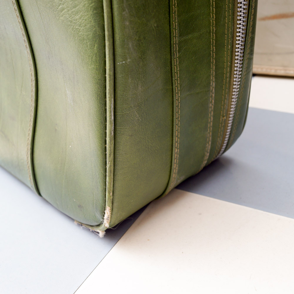 White Oshkosh Suitcase and Other Vintage Luggage