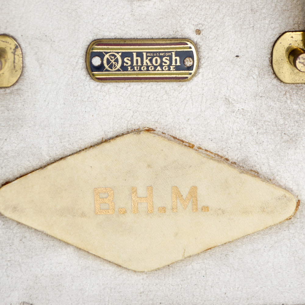 White Oshkosh Suitcase and Other Vintage Luggage