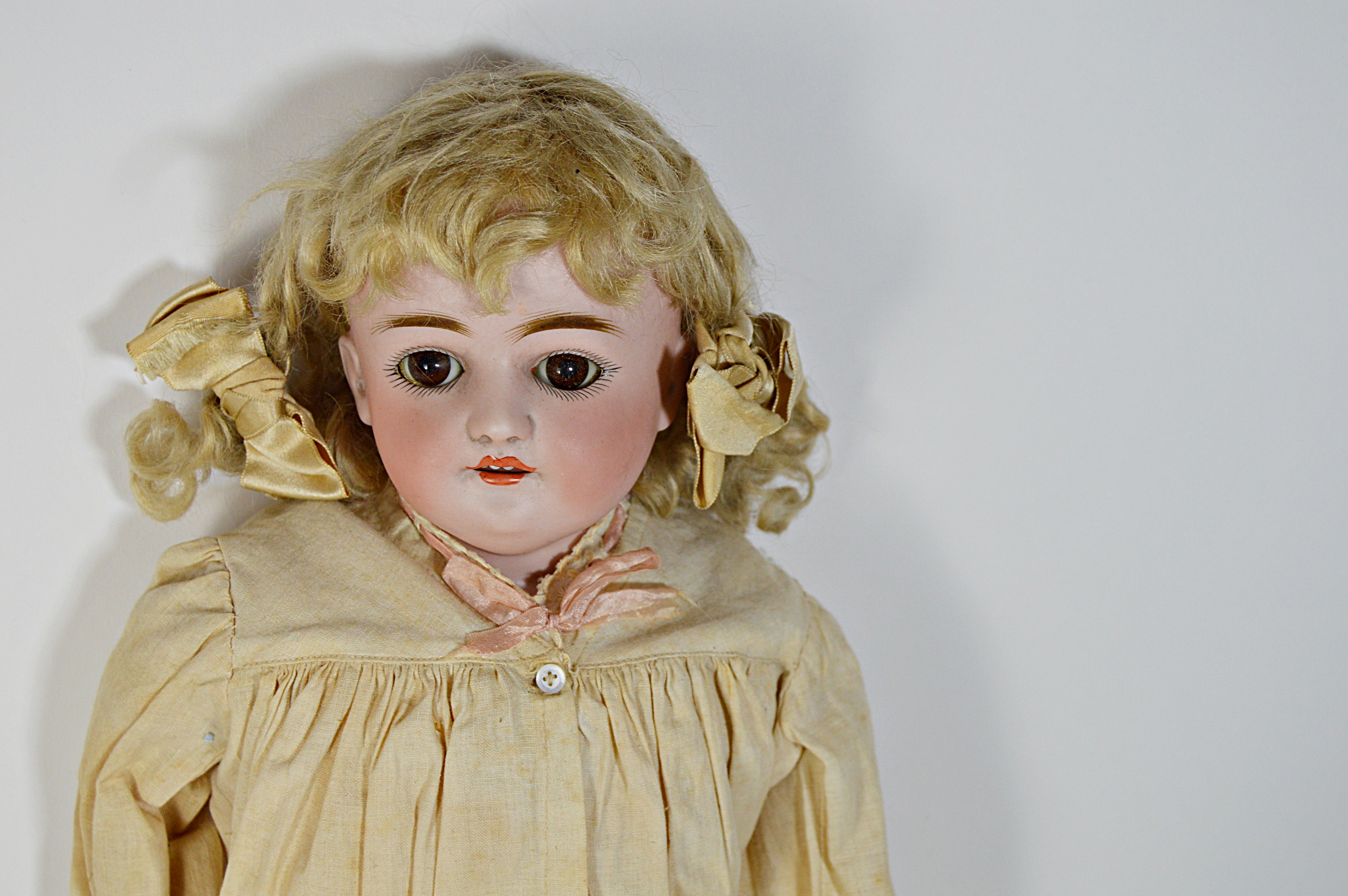 Antique Bisque Head Doll with Kid Leather Body