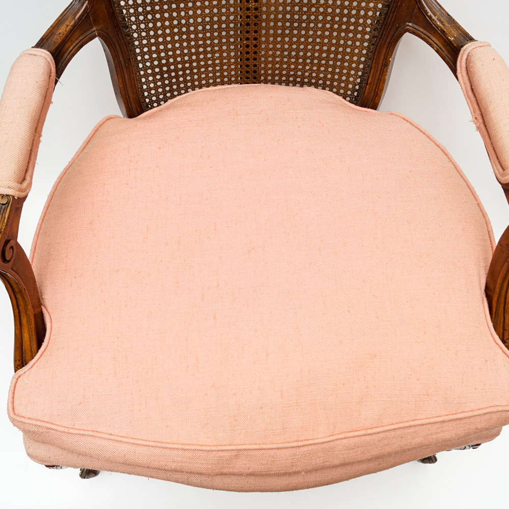 French Louis XV Style Cane Back Armchairs
