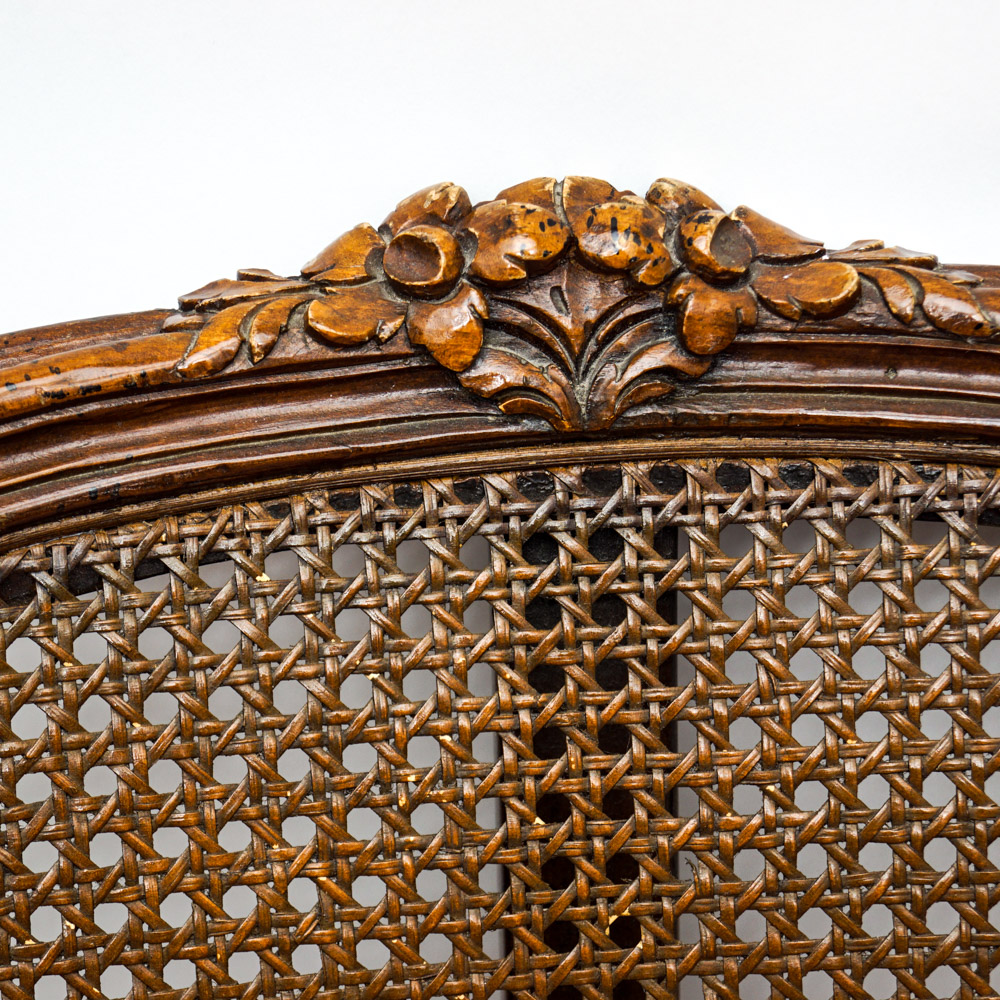 French Louis XV Style Cane Back Armchairs