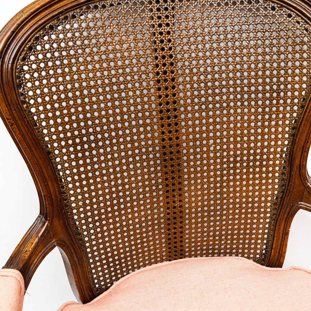 French Louis XV Style Cane Back Armchairs