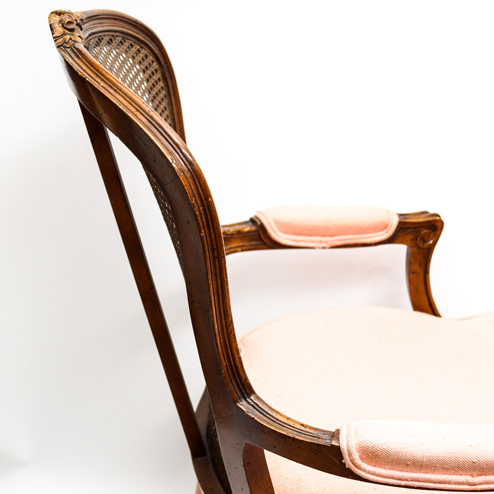 French Louis XV Style Cane Back Armchairs