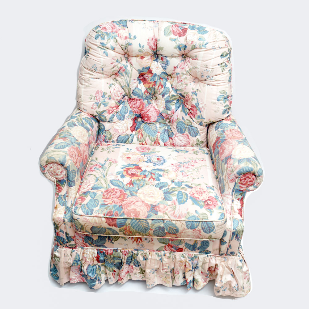 Vintage Upholstered Swivel Rocker