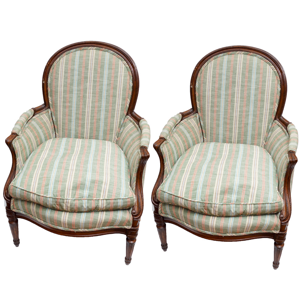 Matching Pair of Upholstered Armchairs