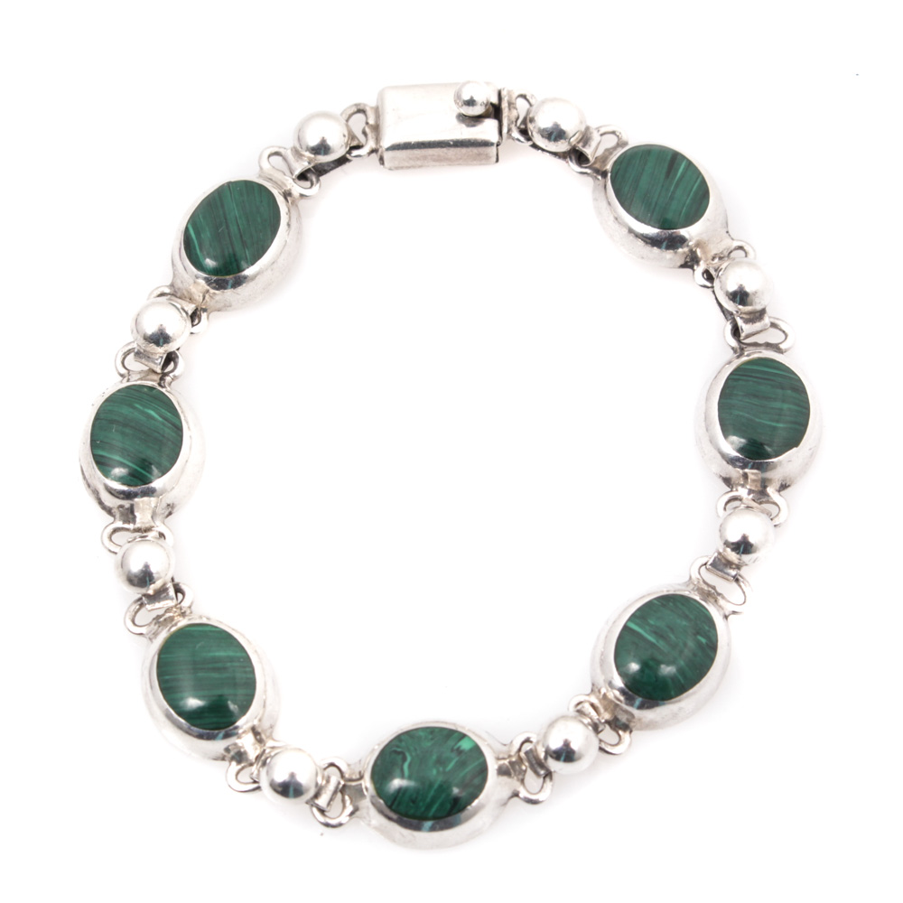 Sterling Silver Malachite Bracelet