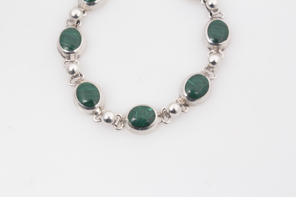 Sterling Silver Malachite Bracelet