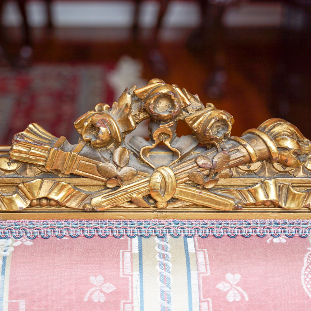 Vintage Hepplewhite Style Settee and Side Chair