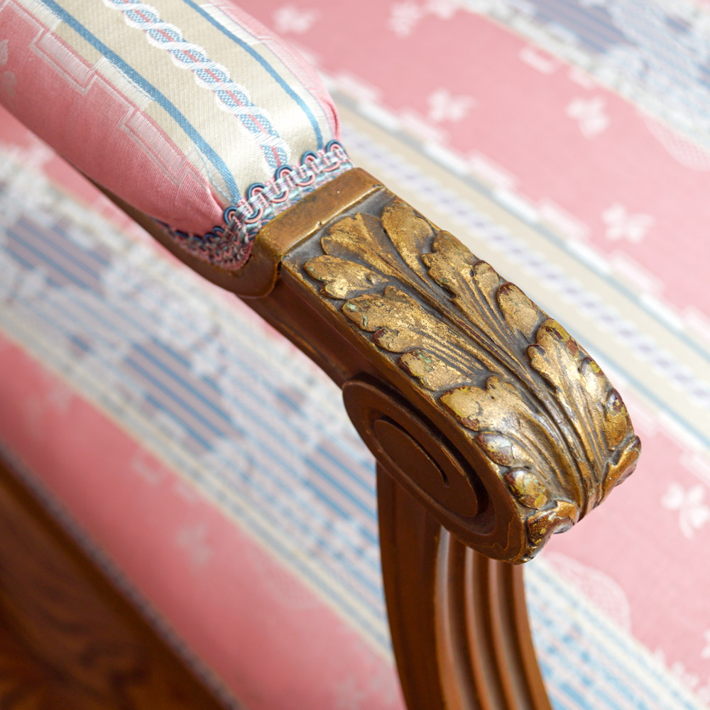 Vintage Hepplewhite Style Settee and Side Chair