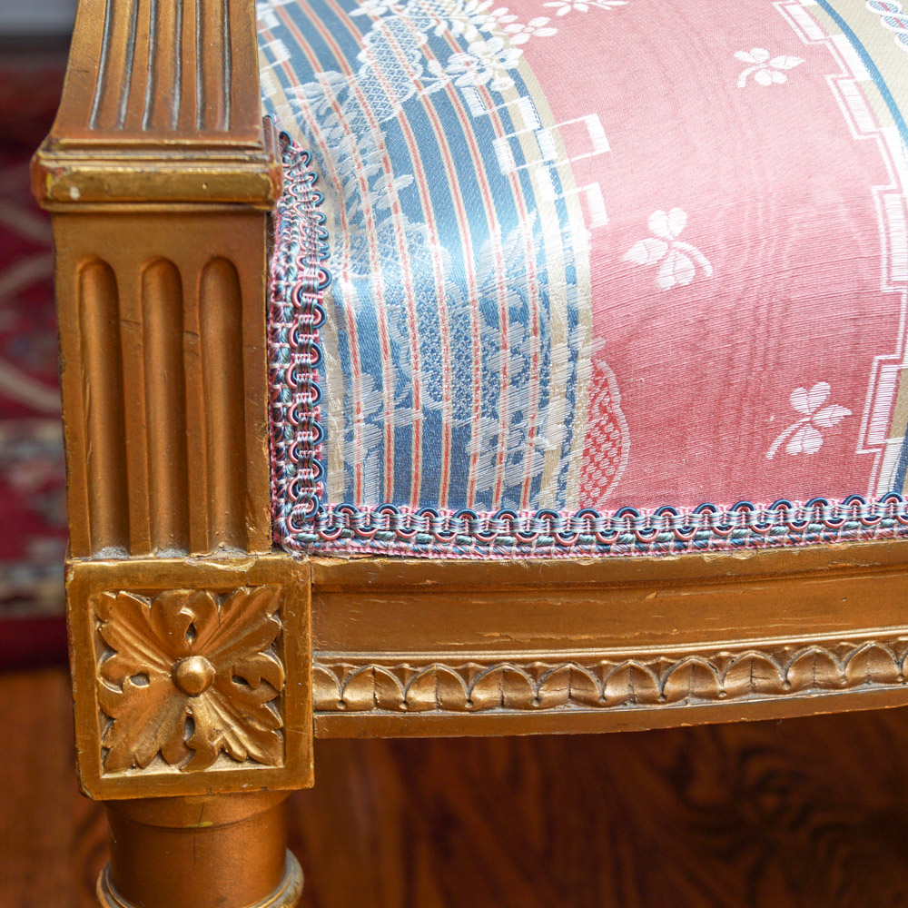 Vintage Hepplewhite Style Settee and Side Chair