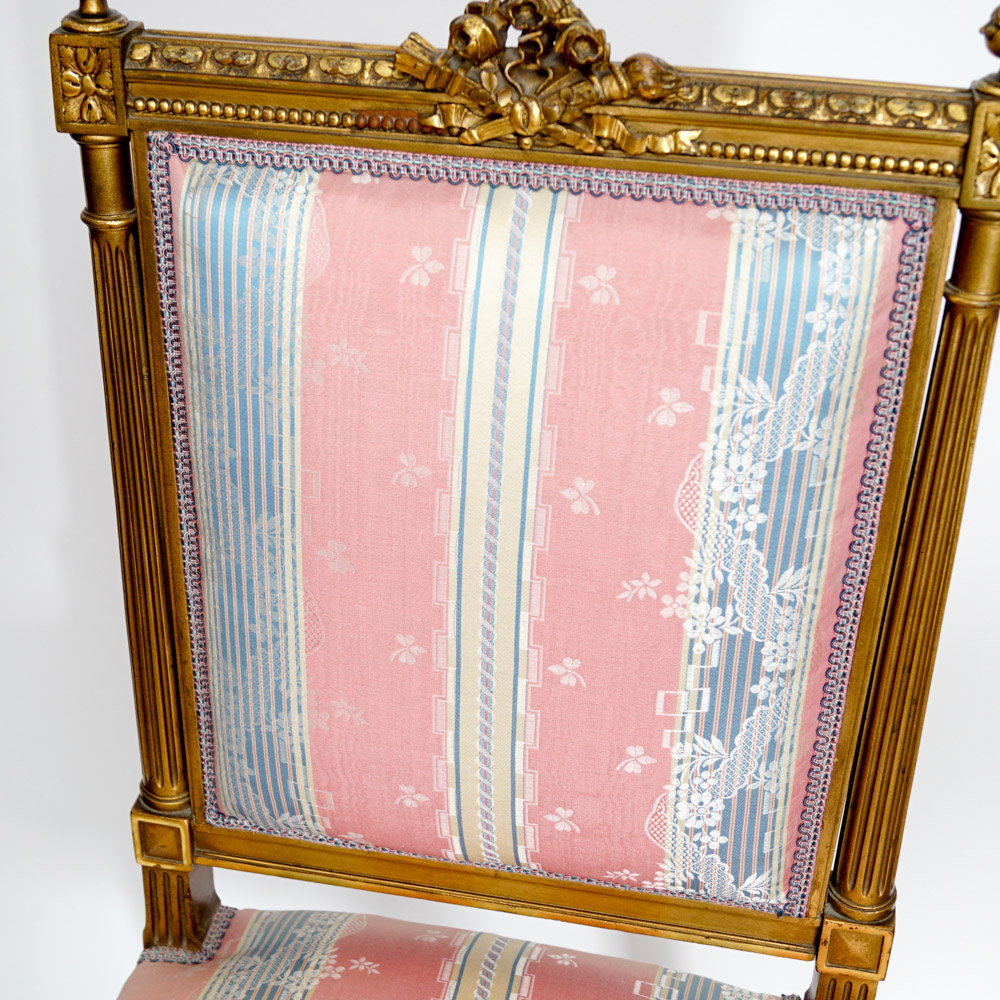 Vintage Hepplewhite Style Settee and Side Chair