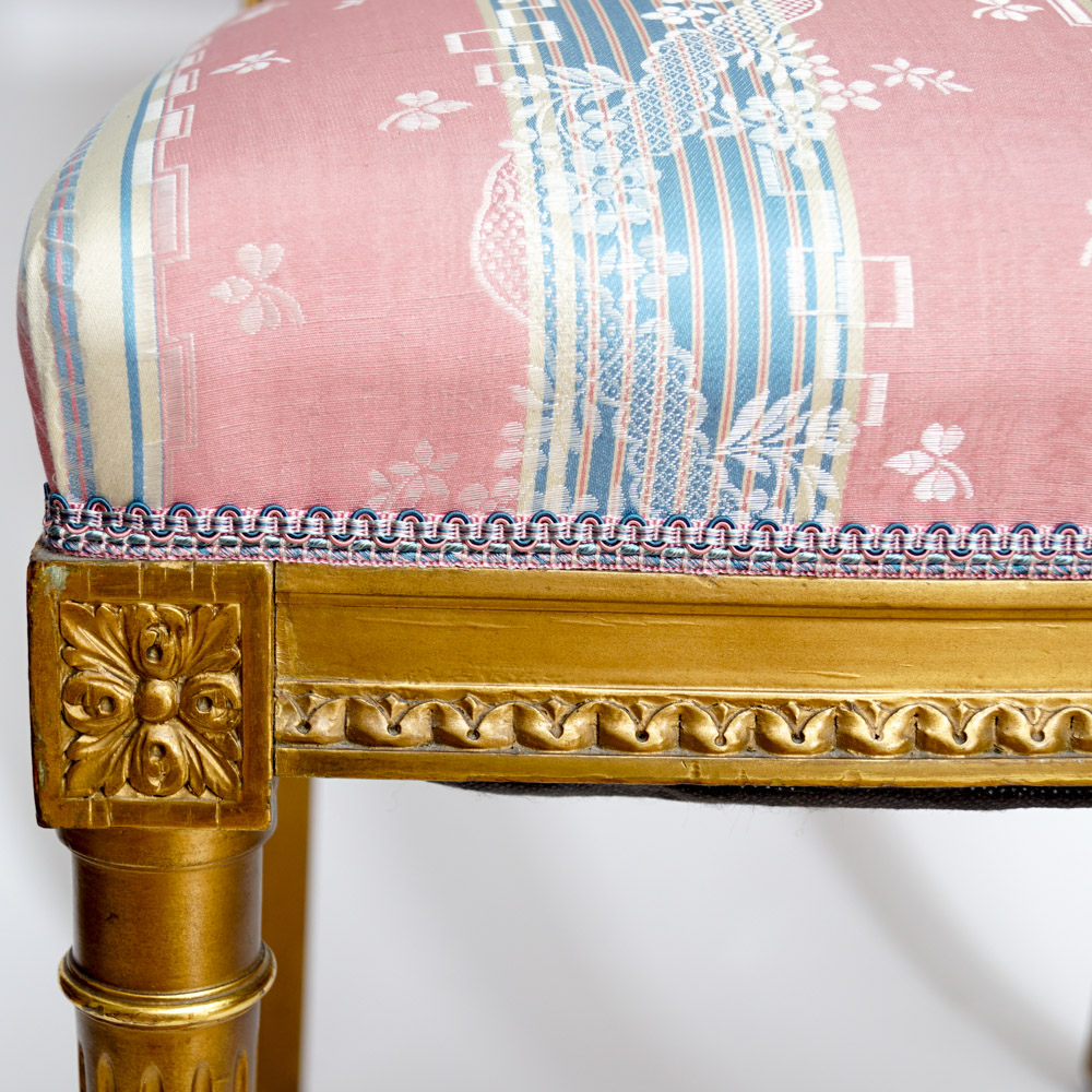 Vintage Hepplewhite Style Settee and Side Chair