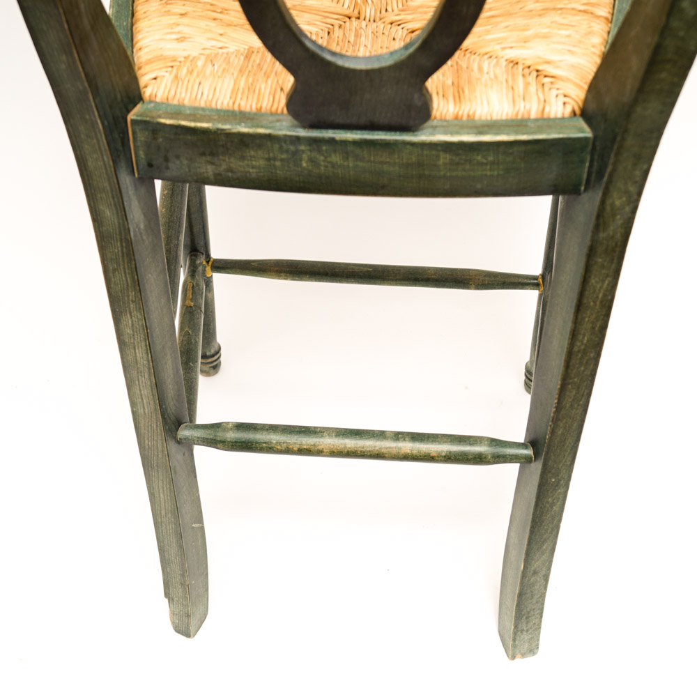 French Provincial Style Rush Seat Bar Stools