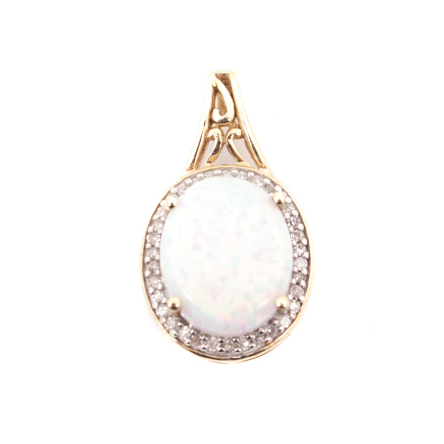 10K Yellow Gold and Opal Pendant