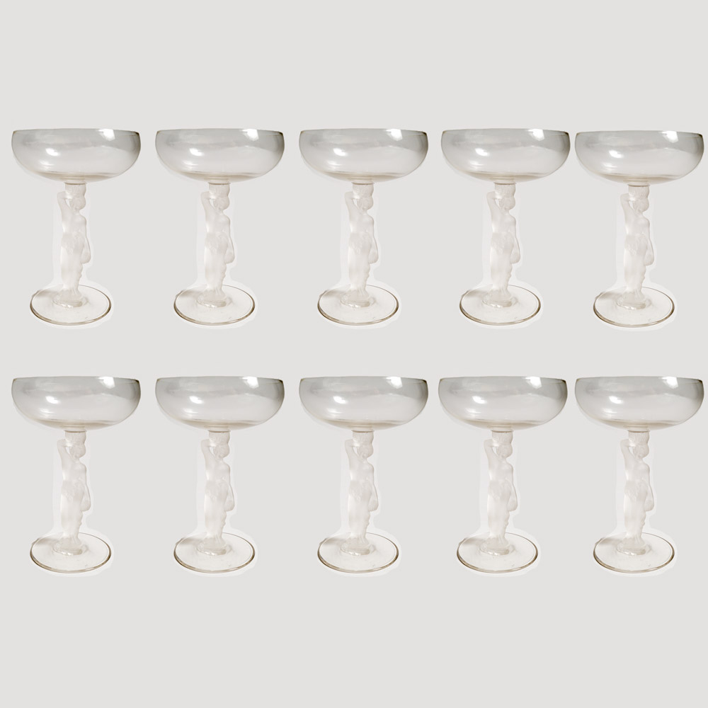 Bayel "Bacchante" Crystal Figural Coupes