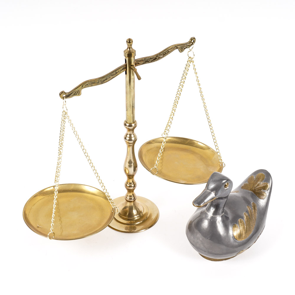 Brass Scale and Duck Trinket Box