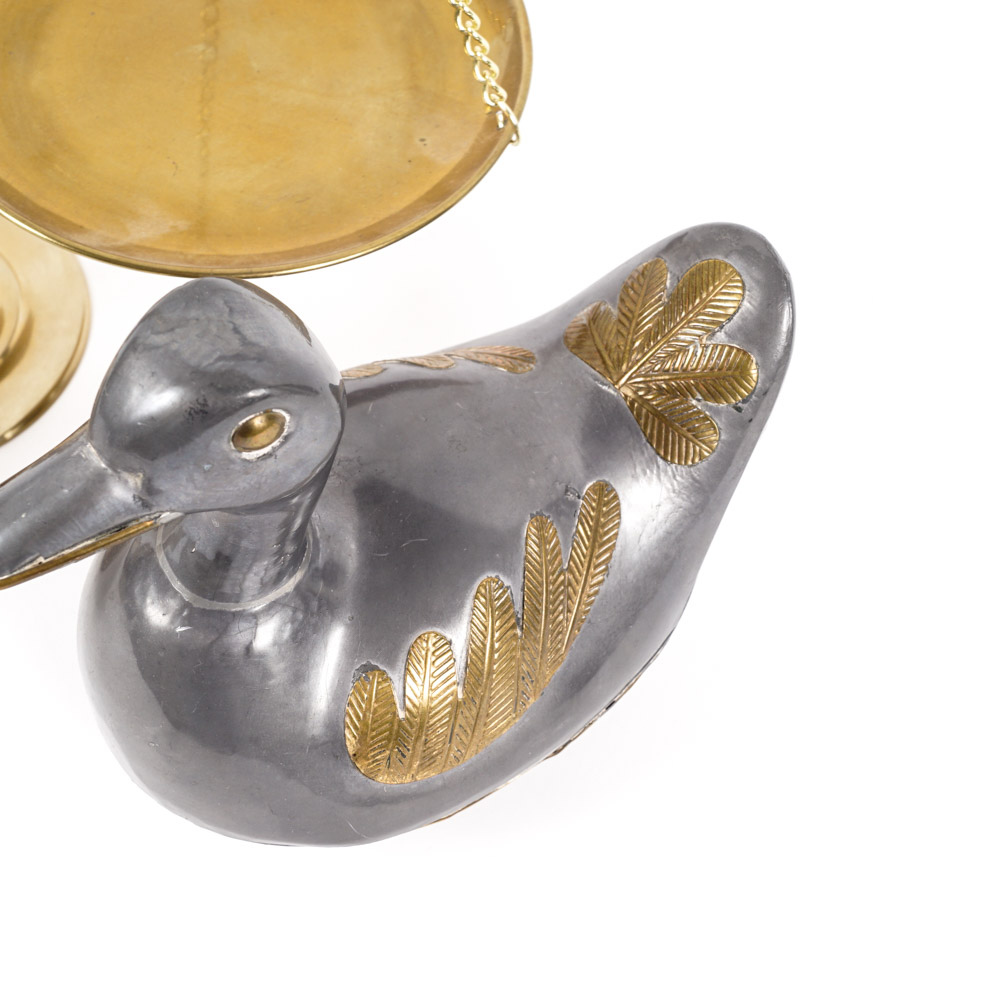Brass Scale and Duck Trinket Box