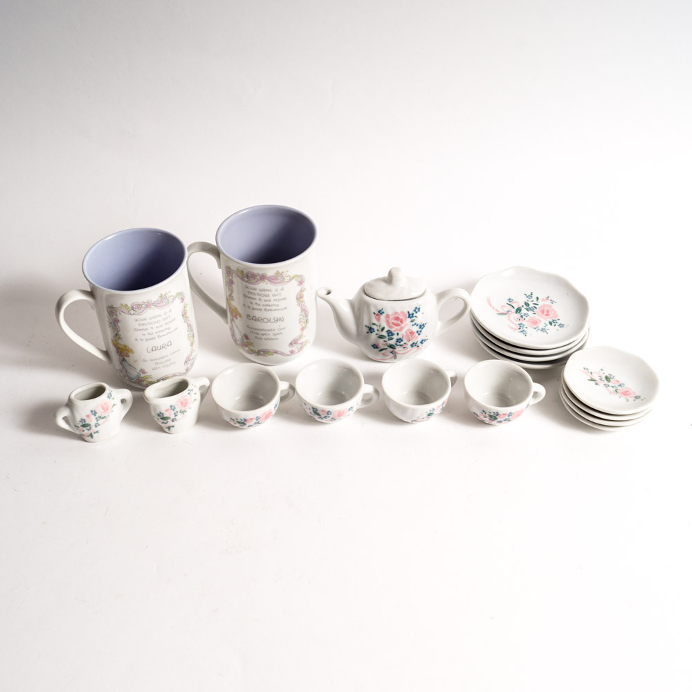 Children's Ceramic Tea Set and Precious Moments Mug