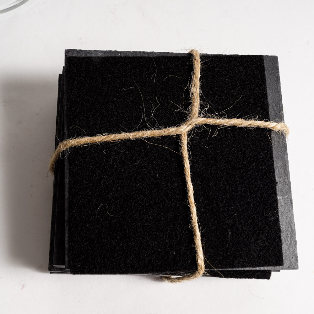 Contemporary Glass Goblets and Slate Coasters