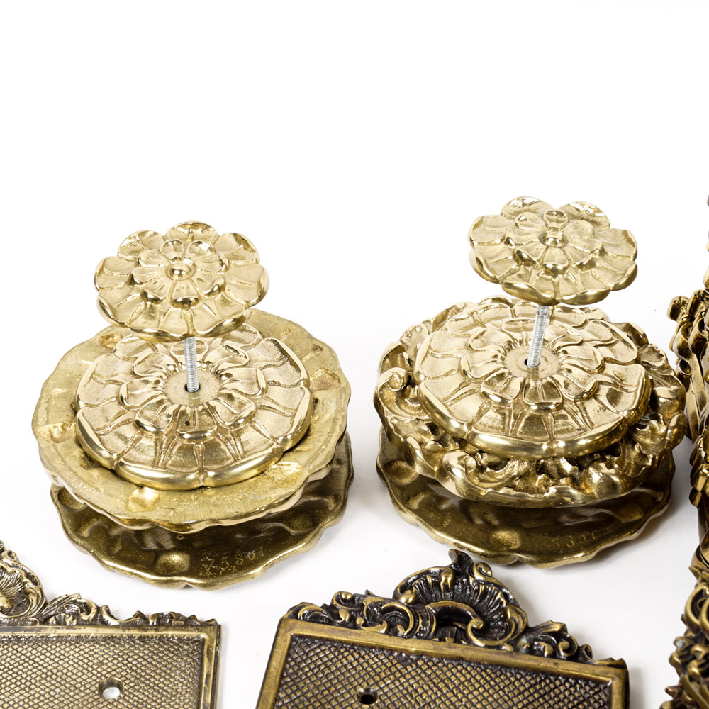 Vintage Ornate Brass Light Switch Plates and Brass Tone Hardware