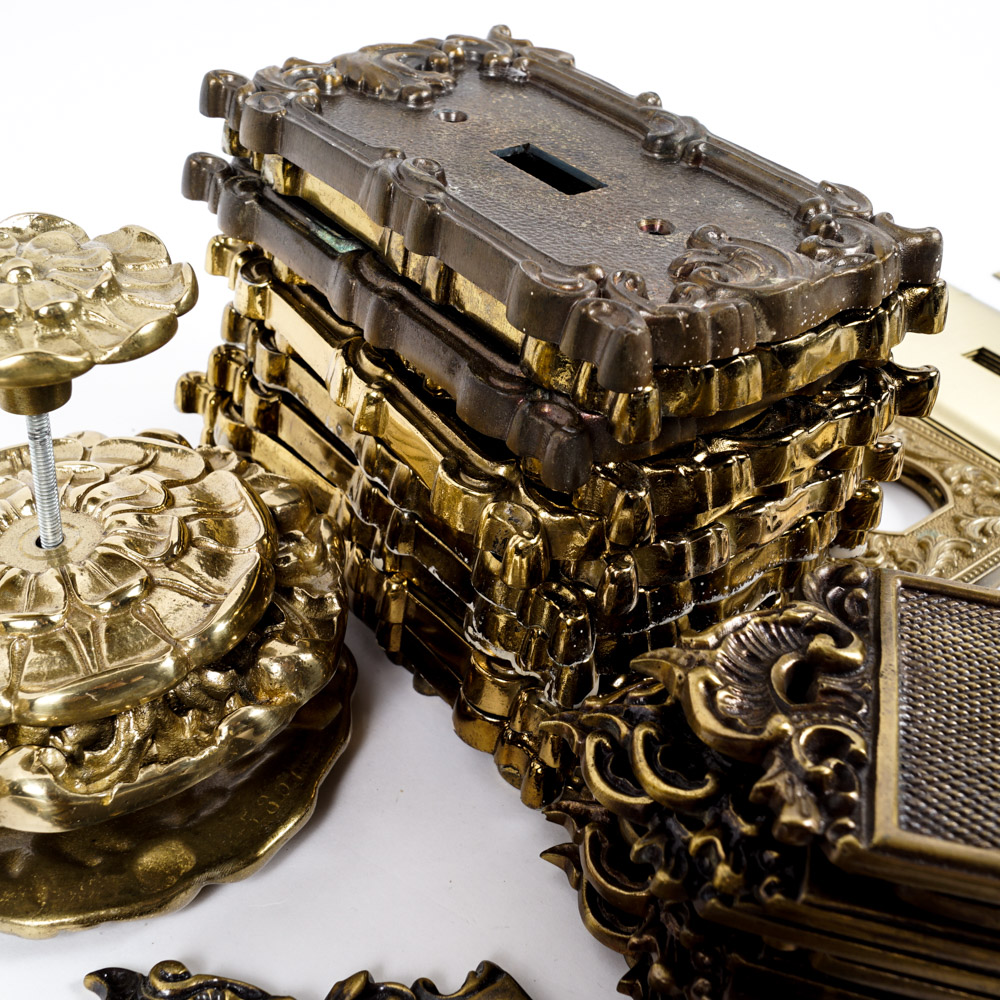 Vintage Ornate Brass Light Switch Plates and Brass Tone Hardware