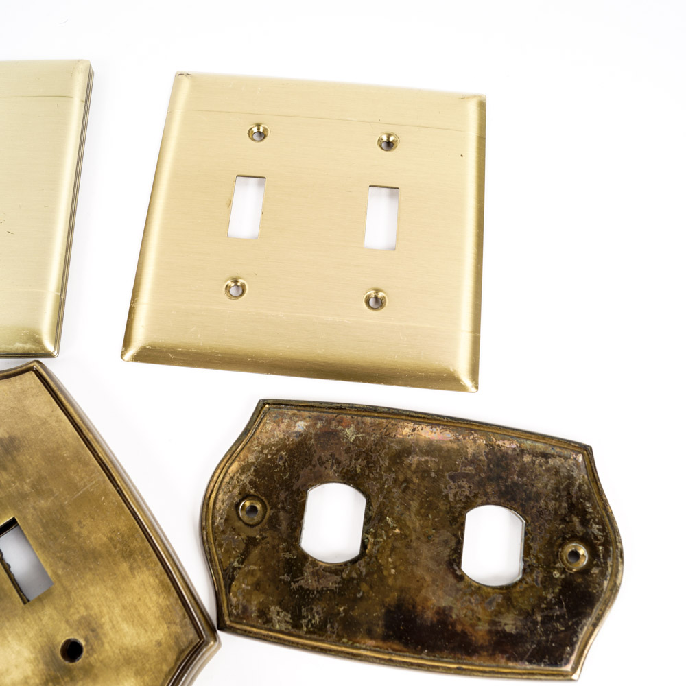 Vintage Ornate Brass Light Switch Plates and Brass Tone Hardware