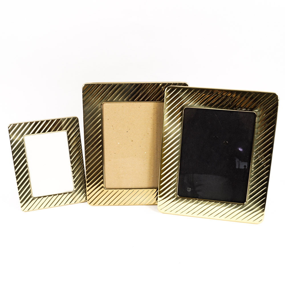 Collection of Brass Tone Picture Frames