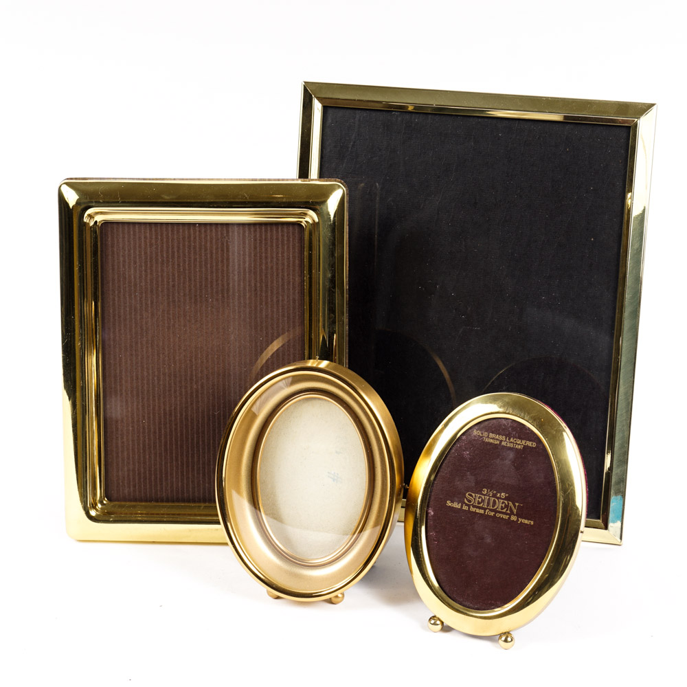 Collection of Gold Tone Metal Picture Frames