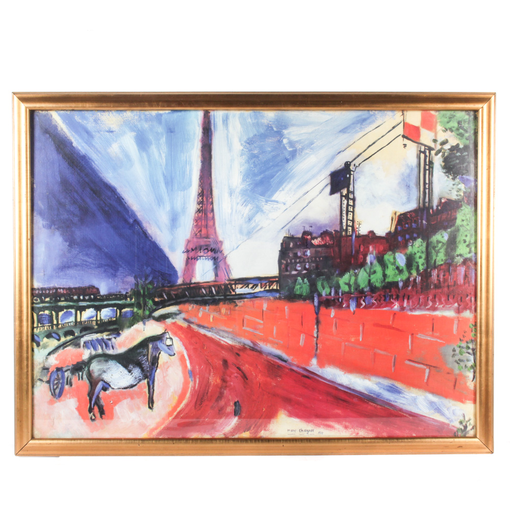 Offset Lithograph of Paris after Marc Chagall