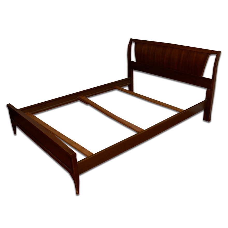 Mid Century Walnut Veneered Full Bed Frame