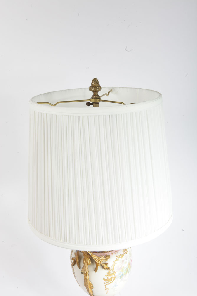 Vintage Bisque Porcelain Tea Set Lamp and Urn Lamp