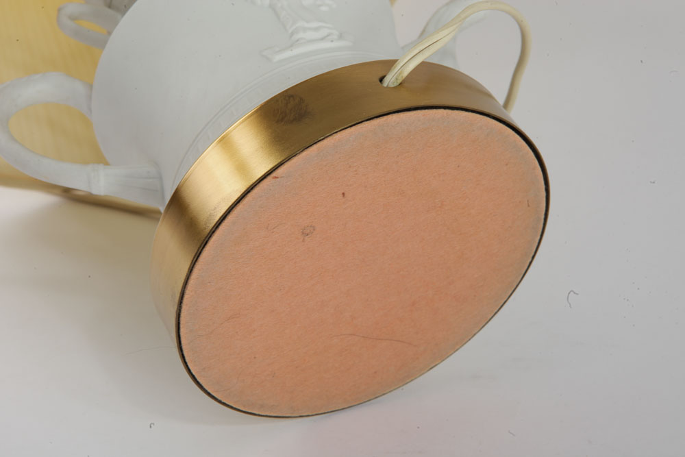 Vintage Bisque Porcelain Tea Set Lamp and Urn Lamp