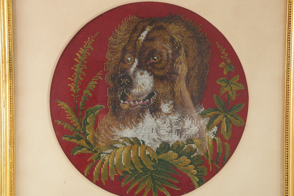 Beaded Embroidery Portrait of Spaniel Dog