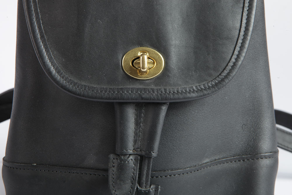 Coach Black Leather Backpack