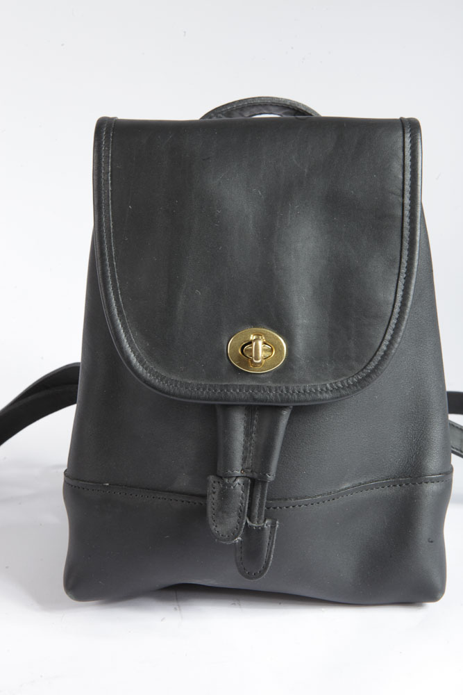 Coach Black Leather Backpack