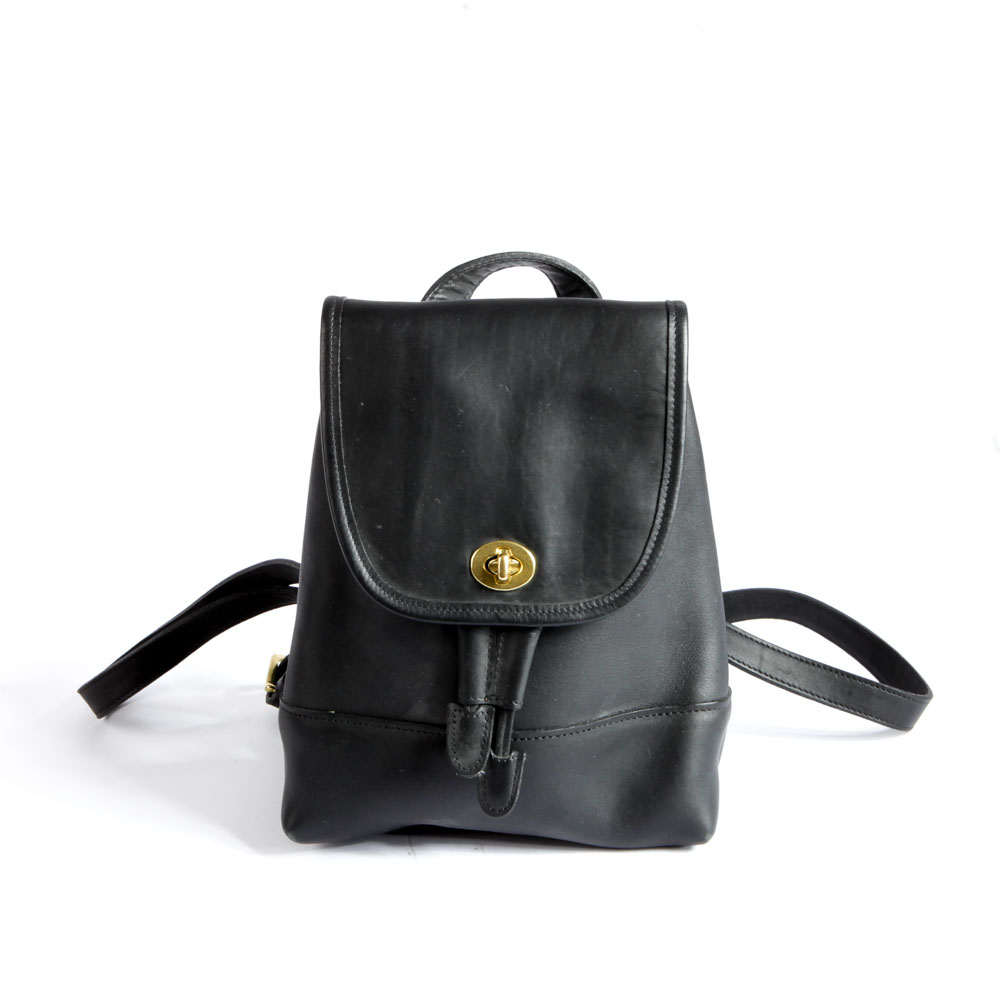 Coach Black Leather Backpack